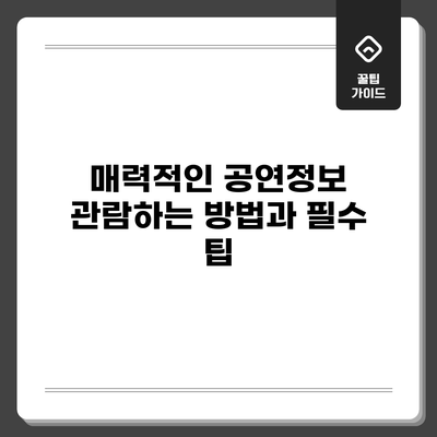 매력적인 공연정보: 관람하는 방법과 필수 팁