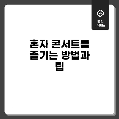 혼자 콘서트를 즐기는 방법과 팁